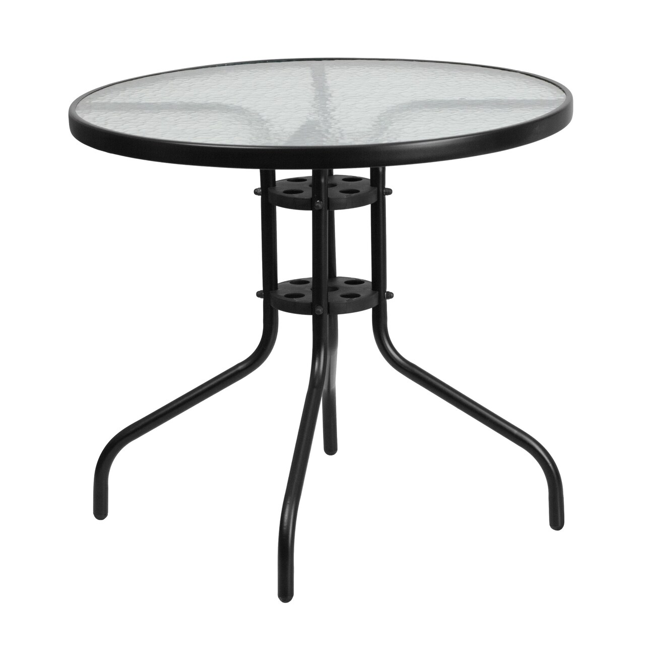 Flash Furniture 31.5&#x201D; Black Outdoor Round Furniture Patio Table with Tempered Glass Top